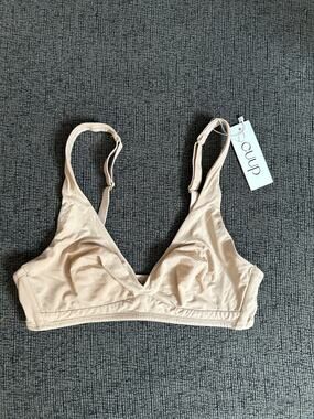 CUUP The Wireless Plunge Compack Modal Bra in Sand Womans XS A-C NWT